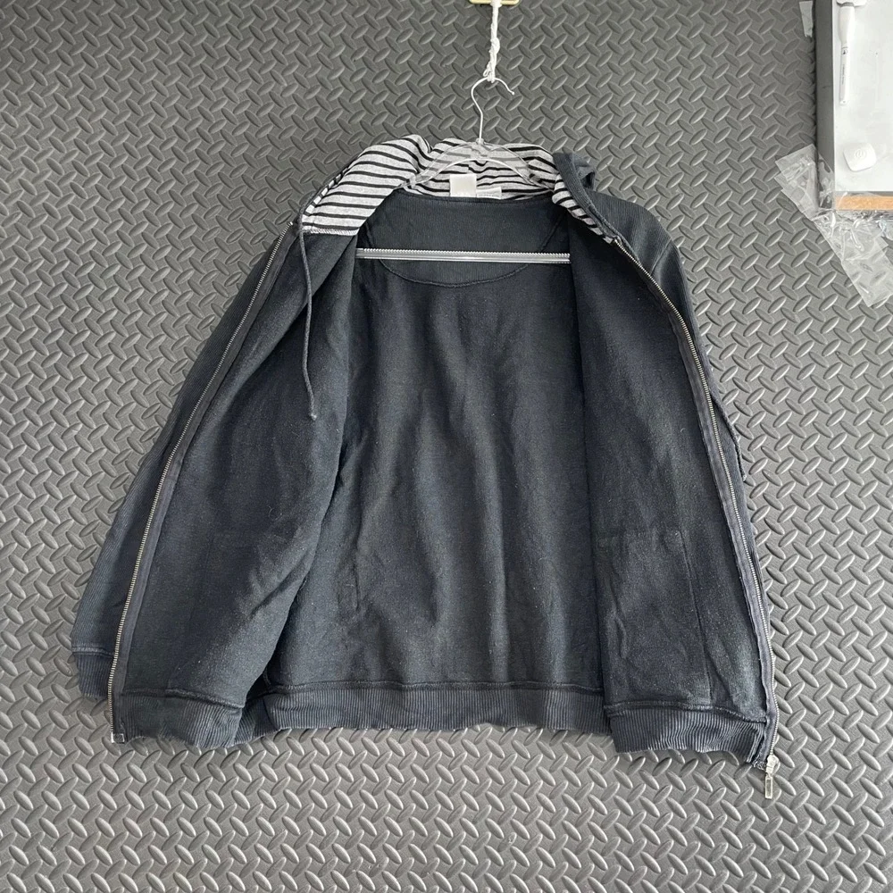 Onque Casual Black Full‎ Zip Up Hoodie Sweater Casual Wear Men's Size Large